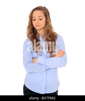 Stubborn young girl. All on white background. Stock Photo