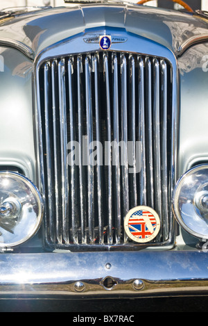 Close up of grill on a vintage British Sunbeam Supreme sports car. Stock Photo