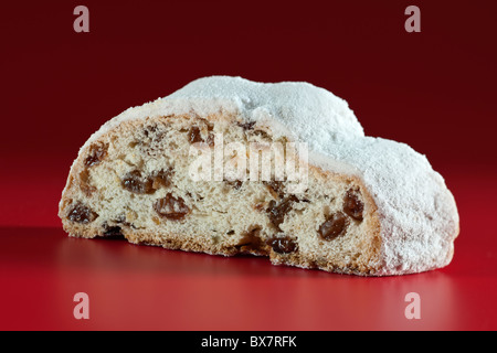 Slice of Marzipan Christmas Stollen Stock Photo
