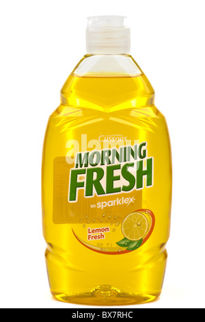 Bottle of Cusson's morning fresh Lemon washing up liquid Stock Photo