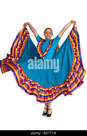 Young girl in a traditional Mexican national dance costume Stock Photo