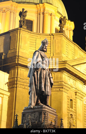 Emperor Charles IV monument in Prague, Czech Republic. Stock Photo