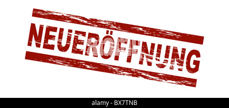 Stylized red stamp showing the german term Neueröffnung. (english: reopening) Stock Photo