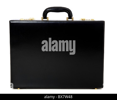 Standard black briefcase. All on white background. Stock Photo