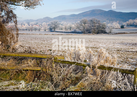 The Malvern Hills and Colwall village from the Herefordshire Beacon in ...