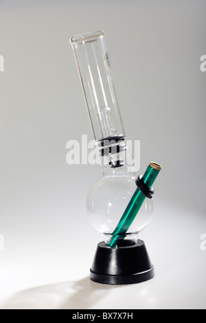 Glass Water pipe or Bong, used for smoking cannabis Stock Photo