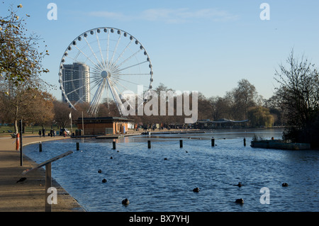 Giant observation wheel at Winter Wonderland funfair, Hyde Park, London, UK Stock Photo
