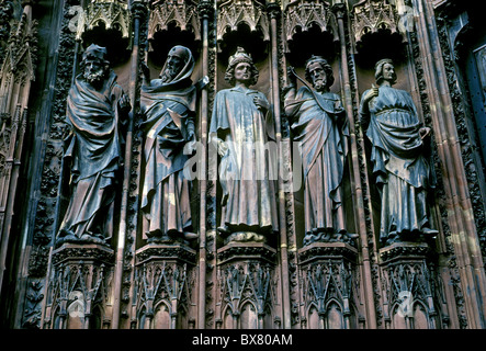 west facade, Strasbourg Cathedral, Roman Catholic cathedral, Cathedral Square, La Place de la Cathedrale, Strasbourg, Alsace, France Stock Photo