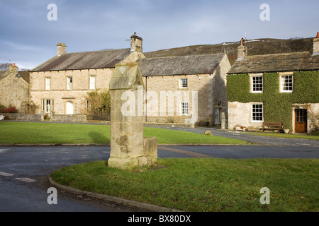 The Village Centre and monument at Arncliffe in Littondale Yorkshire Dales National Park UK Stock Photo