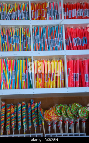 Sticks of Blackpool rock in a shop display Stock Photo