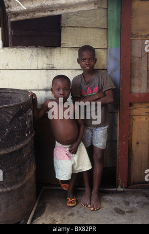 Children in slums in  MALABO  Bioko Island - Northern region . EQUATORIAL GUINEA Stock Photo
