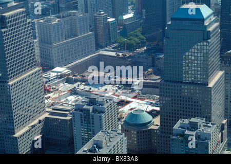 Aerial of Ground zero still in construction, site of World Trade Center, Manhattan, New York city, USA, 25/08/09 Stock Photo