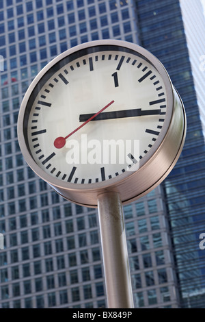 Canary Wharf Clock,London, UK Stock Photo