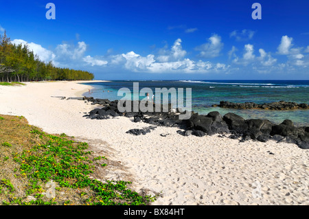 The south side of the island with its wonderful sandy beaches in Pomponnette near Riambel, Savanne,Mauritius. Stock Photo