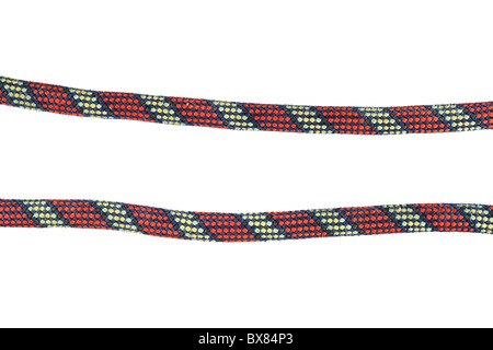 used blue and red climbing rope isolated on white Stock Photo