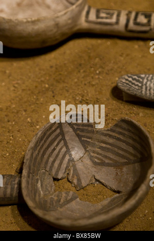 Chacoan ceramic ladle at the Chaco Culture National Historical Park, New Mexico, USA. Stock Photo