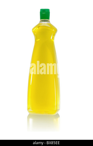 Plastic bottle of dishwashing liquid on white background Stock Photo