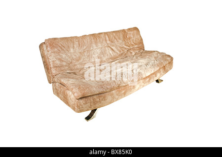 Double leather sofa on a white background Stock Photo