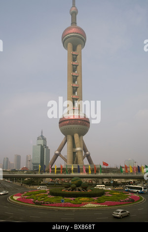 China Shanghai Pudong Oriental Pearl TV tower & Lujiazui square Stock Photo