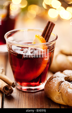 mulled wine and christmas cookies Stock Photo