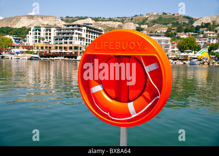 Lifebuoy in Balchik in Bulgaria Stock Photo