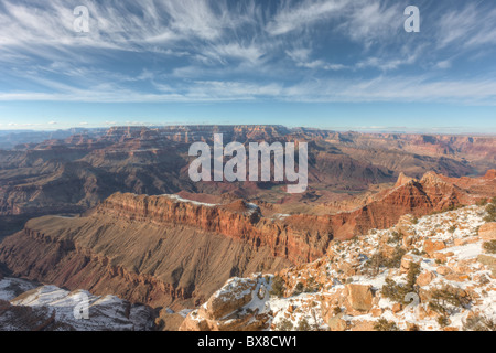 A winter view of the Colorado river in the Grand Canyon from Lipan Point. Stock Photo