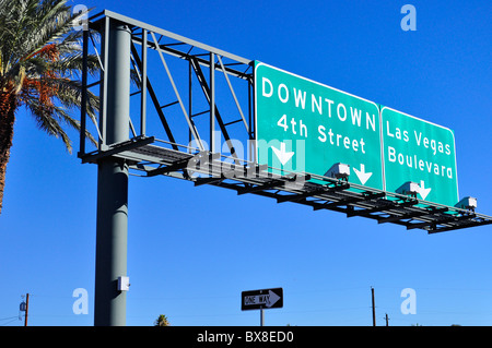 Downtown 4th Street & Las Vegas Boulevard sign over road, Las Vegas, Nevada, USA Stock Photo