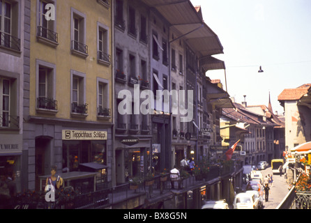 An original 1960's view of Obere Hauptgasse Street in Thun, Bern, Switzerland. Stock Photo