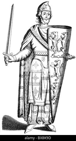 Geoffrey V 'Plantagenet', 23.8.1113 - 7.9.1151, Count of Anjou 1129 - 7.9.1151, full length, wood engraving, 19th century, , Stock Photo