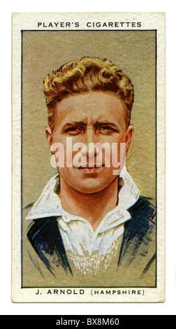 1934 cigarette card with portrait of cricket player of John Arnold of Hampshire and England Stock Photo