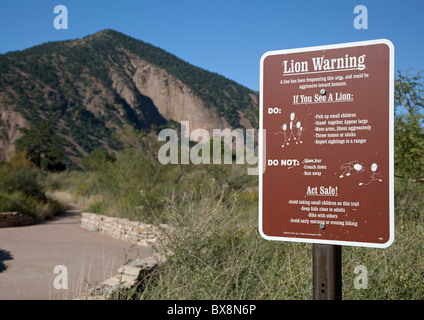 Mountain Lion Warning Sign Stock Photo