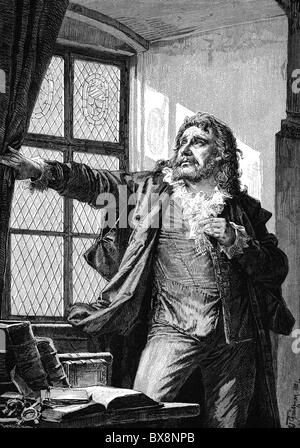 Possart, Ernst von, 11.5.1841 - 8.4.1921, German actor, half length, as Manfred in the dramatic play 'Manfred' by Lord Byron, wood engraving after a drawing by Eduard Gruetzner from 1881, Stock Photo