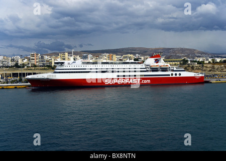 Superfast Ferries passenger car ferry Superfast XI in Piraeus harbour ...