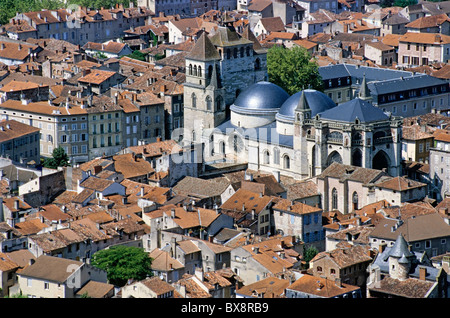 Cahors Cathedral and the surrounding town, Cahors, Lot, France. Stock Photo