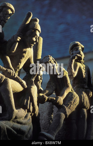 France, Brittany, Finistere, Saint Thegonnec calvary (17th century) Jesus Christ persecuted Stock Photo
