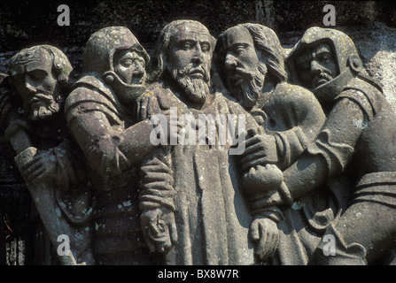 France, Brittany, Finistere, Plougonven calvary, 16th century, Jesus arrest Stock Photo