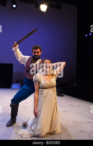 'Beasts and Beauties', fairy tales retold at the Hampstead Theatre, Bluebeard with Al Nedjari and Emily Mytton Stock Photo