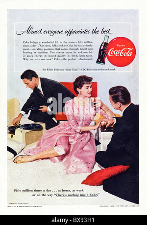 Classic Coca Cola colour advert in American magazine circa 1955 Stock Photo