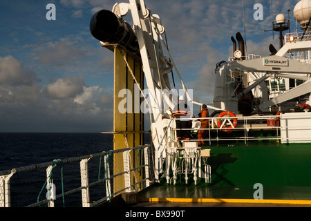 Seismic door (paravan) been picked up on the seismic vessel CGG Amadeus, coast of Brazil. Stock Photo