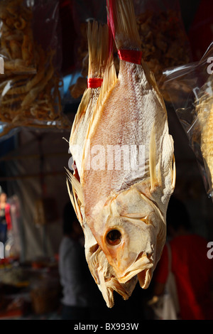 Dried fish at market in Hong Kong Stock Photo