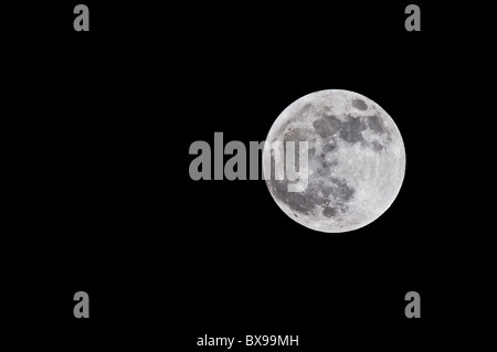 High resolution image of full moon on a black background with copy space Stock Photo