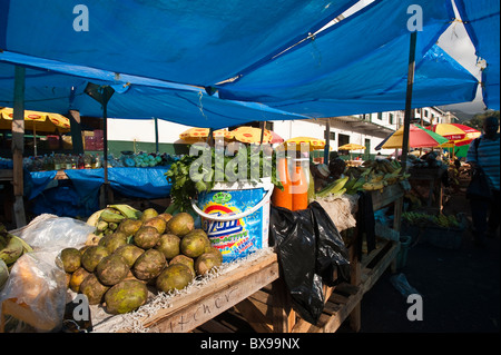 Fruit and vegetables produce at the Kingstown market, St. Vincent & The Grenadines. Stock Photo