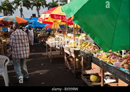 Fruit and vegetables produce at the Kingstown market, St. Vincent & The Grenadines. Stock Photo