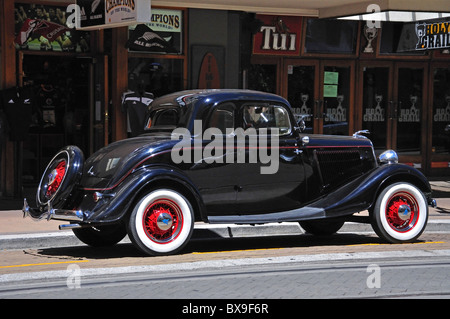 1934 Ford V8 Delux 5 window coupe vintage car, Worcester Street, Christchurch, Canterbury, South Island, New Zealand Stock Photo