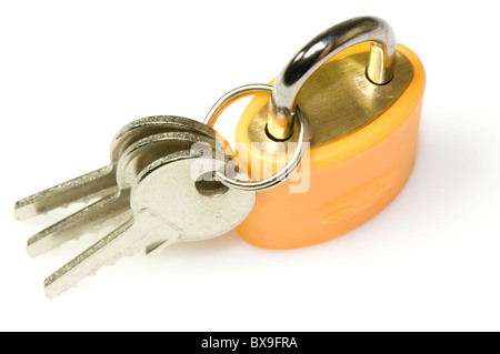 personal lock and keys on white background Stock Photo