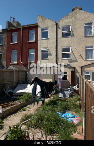 Back yards of terrace houses Harwich Essex UK Stock Photo