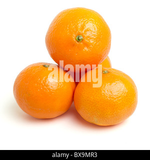 Clementines from low perspective isolated on white. Stock Photo