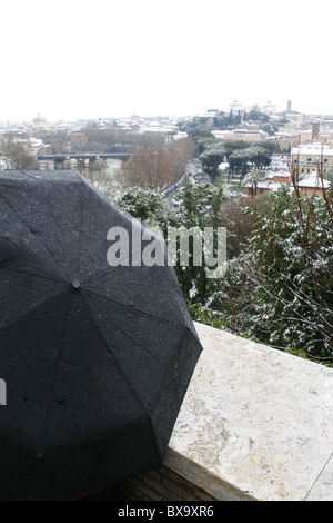 rare snow fall in rome on the 12 february 2010 aventine hill Stock Photo