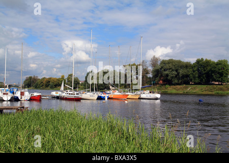 sailboats on quay Stock Photo