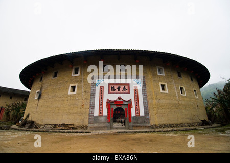 The famous earth buildings - Tulou of the Hakka people in Fujian. Stock Photo